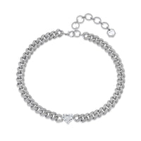 DIAMOND SOLITAIRE HEART PAVE ESSENTIAL LINK NECKLACE