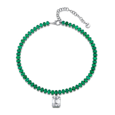 EMERALD DRIP TENNIS NECKLACE