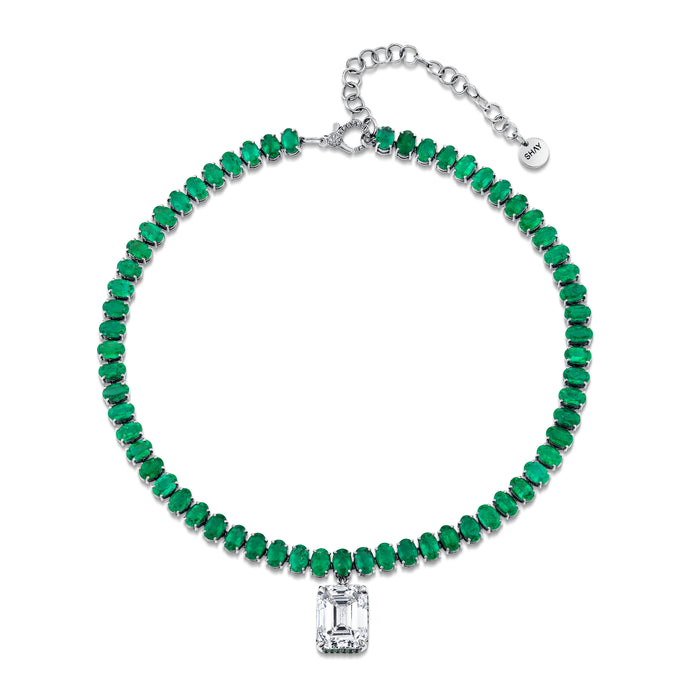 EMERALD DRIP TENNIS NECKLACE