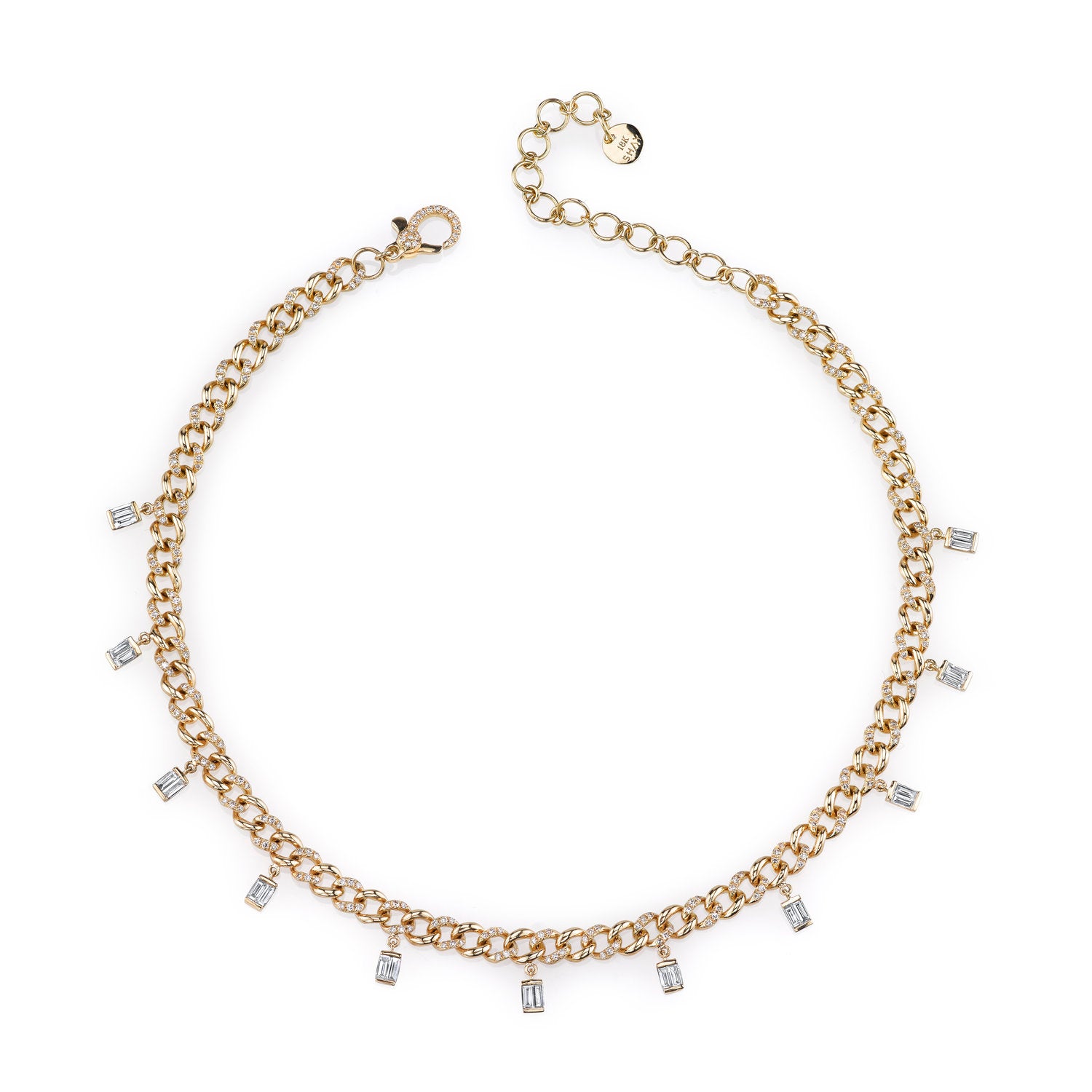 READY TO SHIP DIAMOND BAGUETTE DROP LINK CHOKER