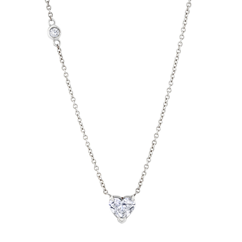 DIAMOND PRONG SOLITAIRE HEART NECKLACE