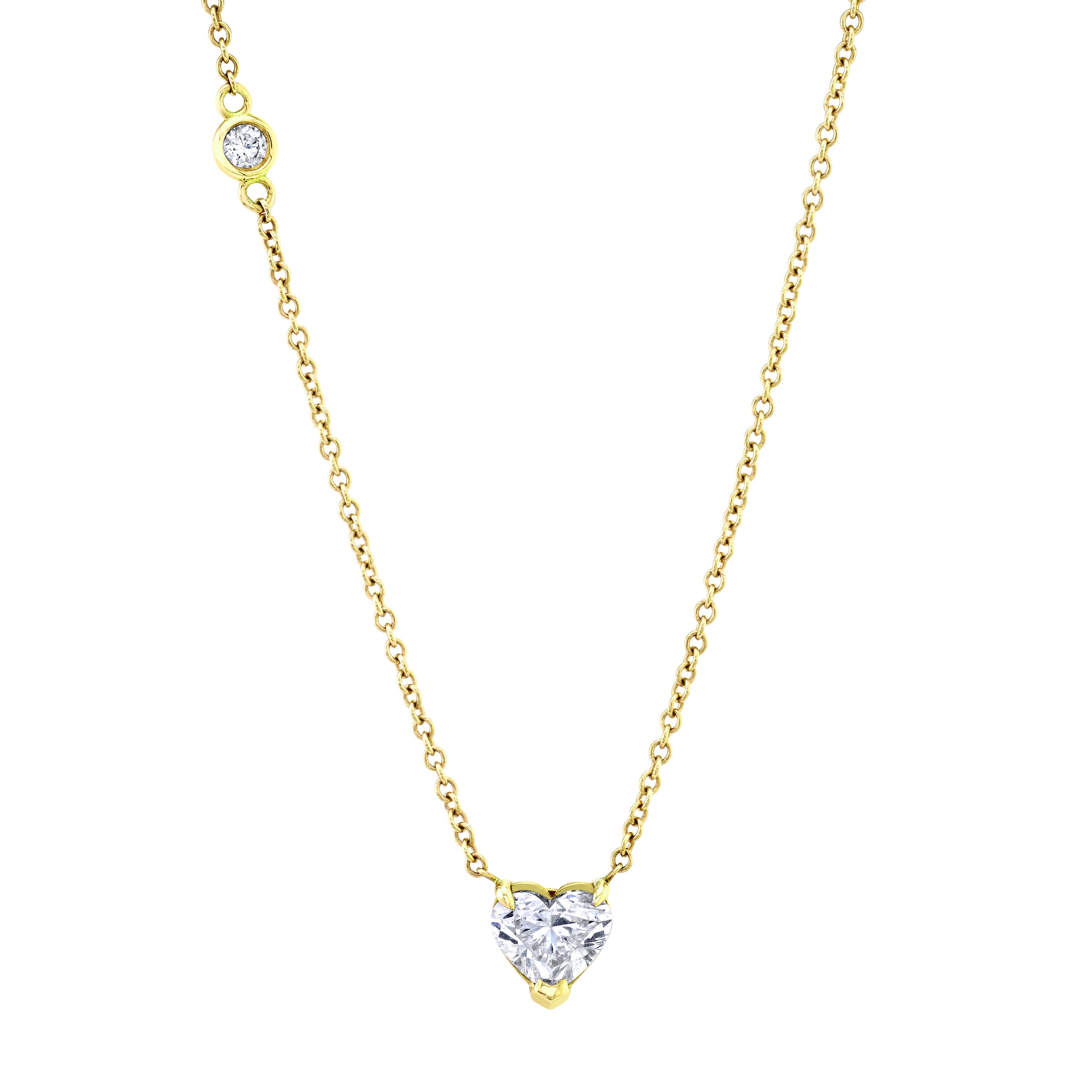 14K Yellow Gold Pink Heart Necklace – LTB JEWELRY