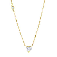 DIAMOND PRONG SOLITAIRE HEART NECKLACE