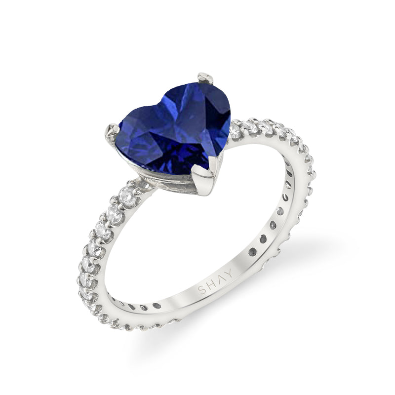 BLUE SAPPHIRE HEART PINKY RING
