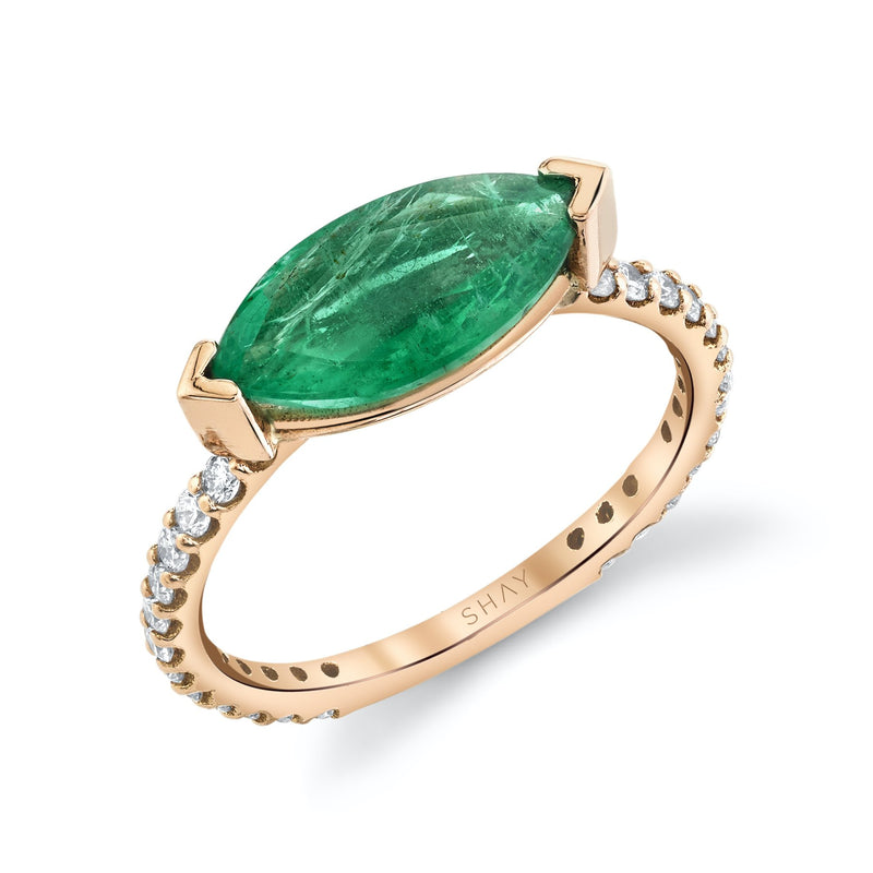 EMERALD SOLITAIRE MARQUISE PINKY RING