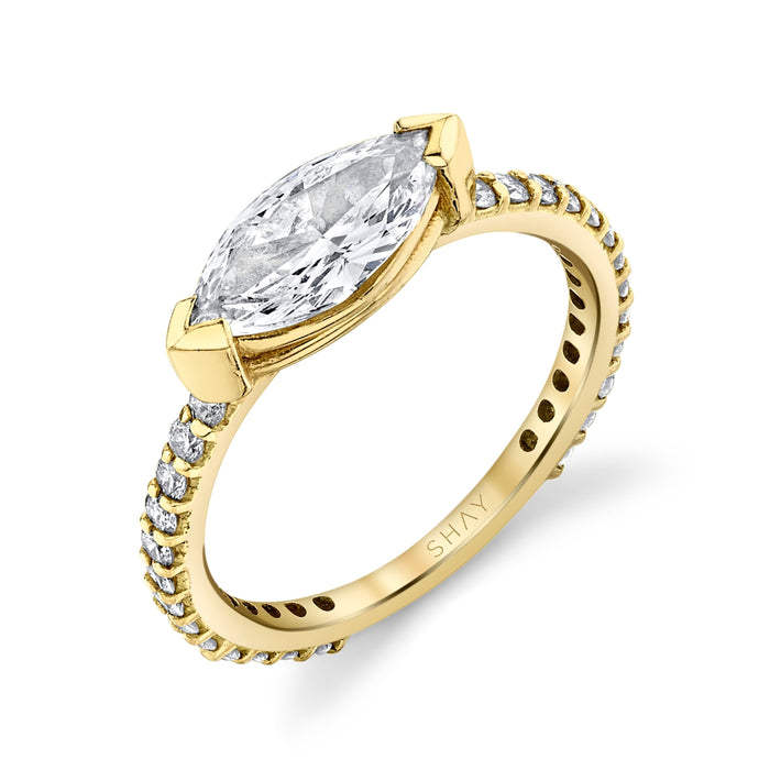 READY TO SHIP DIAMOND SOLITAIRE MARQUISE PINKY RING