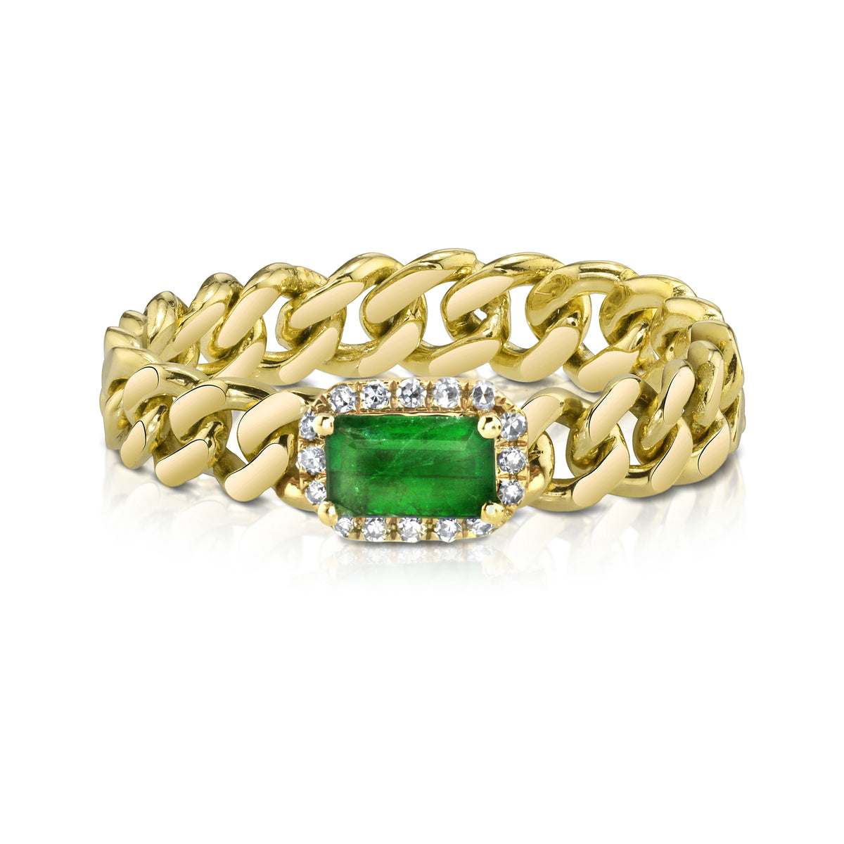 READY TO SHIP EMERALD RECTANGLE BABY LINK RING