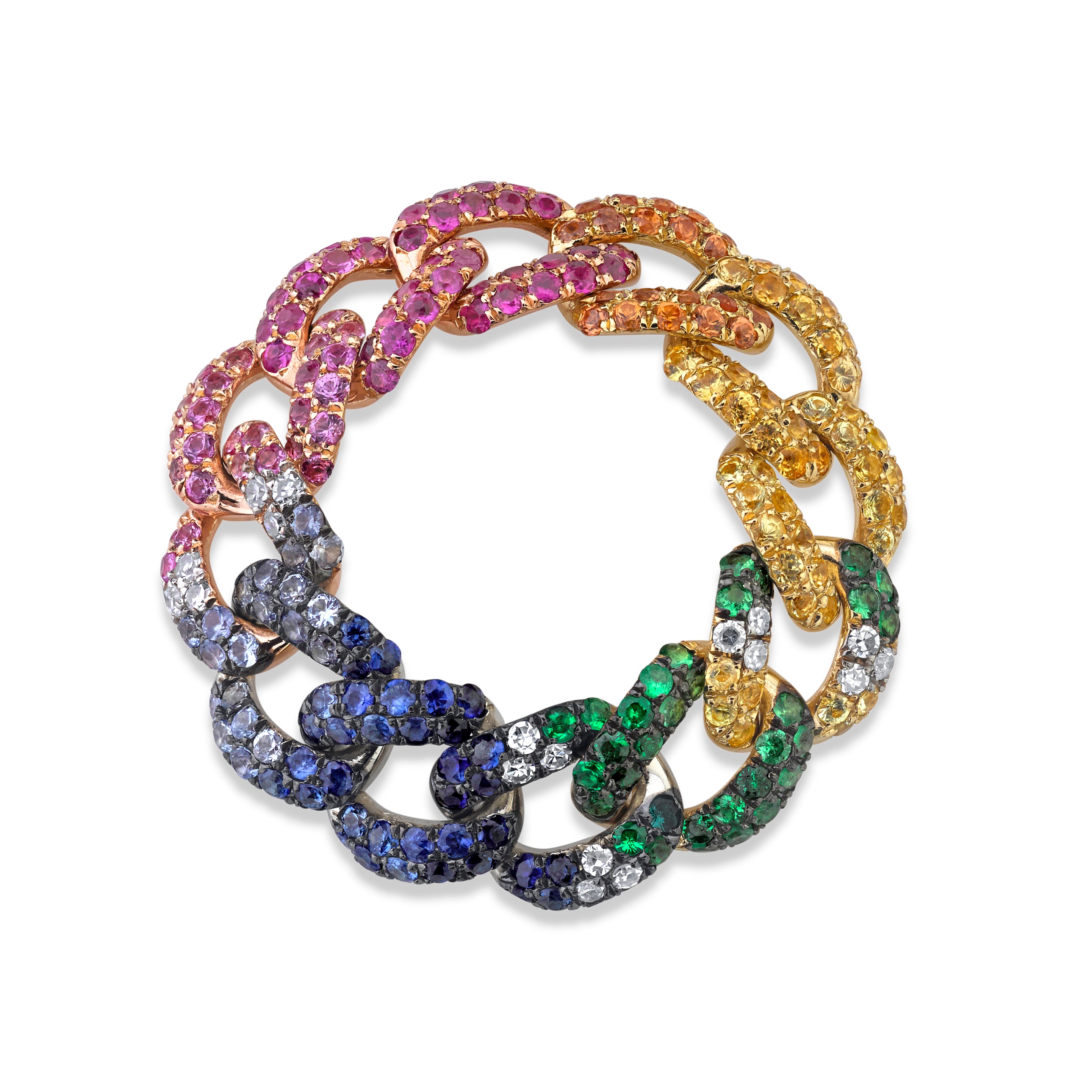 READY TO SHIP RAINBOW PAVE MEDIUM LINK RING