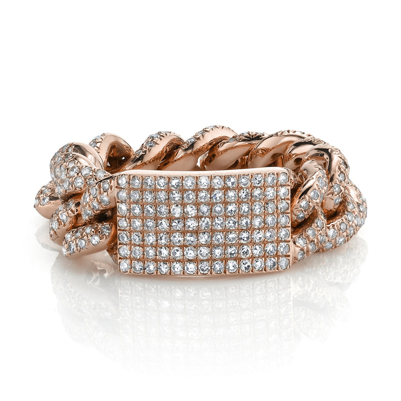 DIAMOND PAVE ID MEDIUM LINK RING