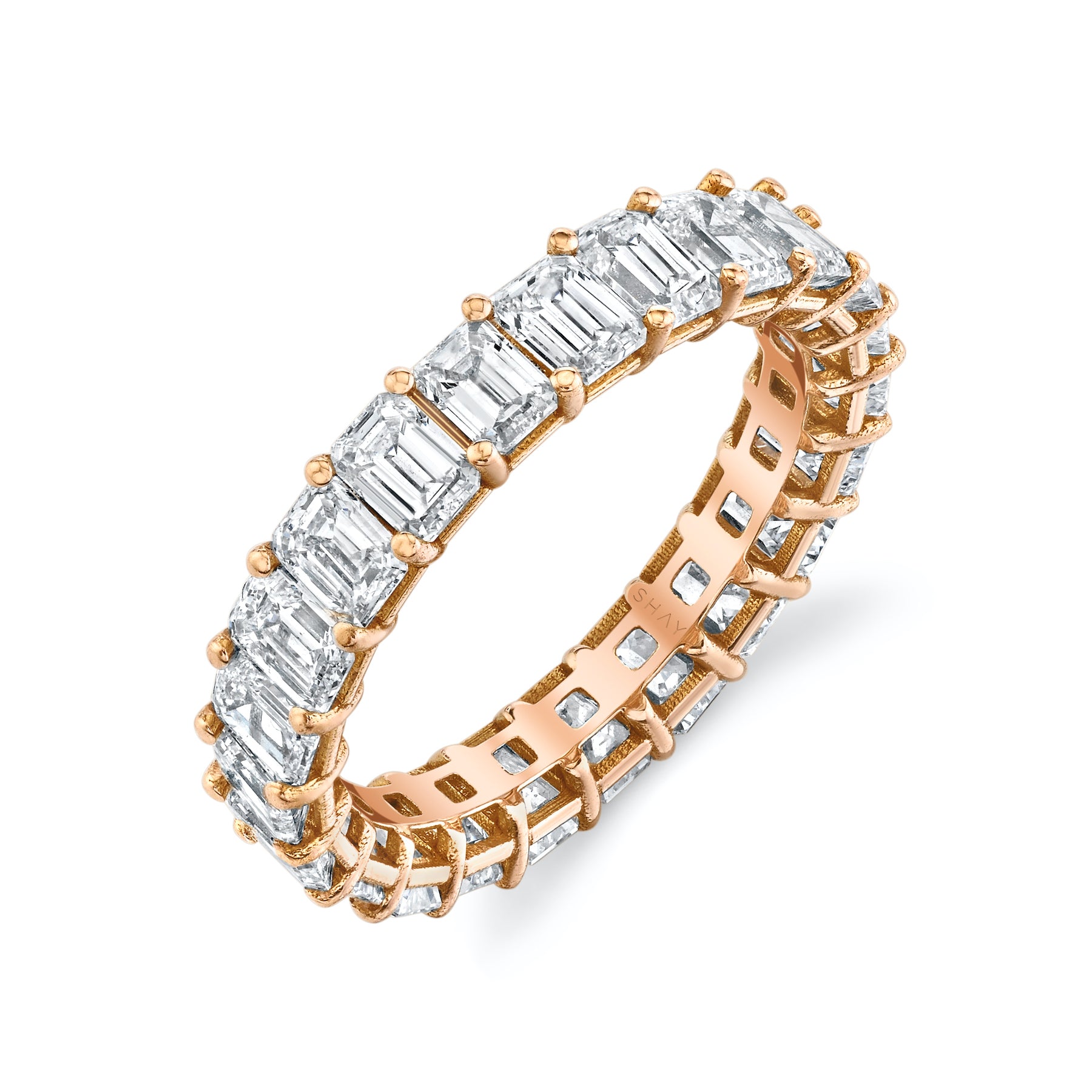 Emerald cut eternity hot sale band rose gold