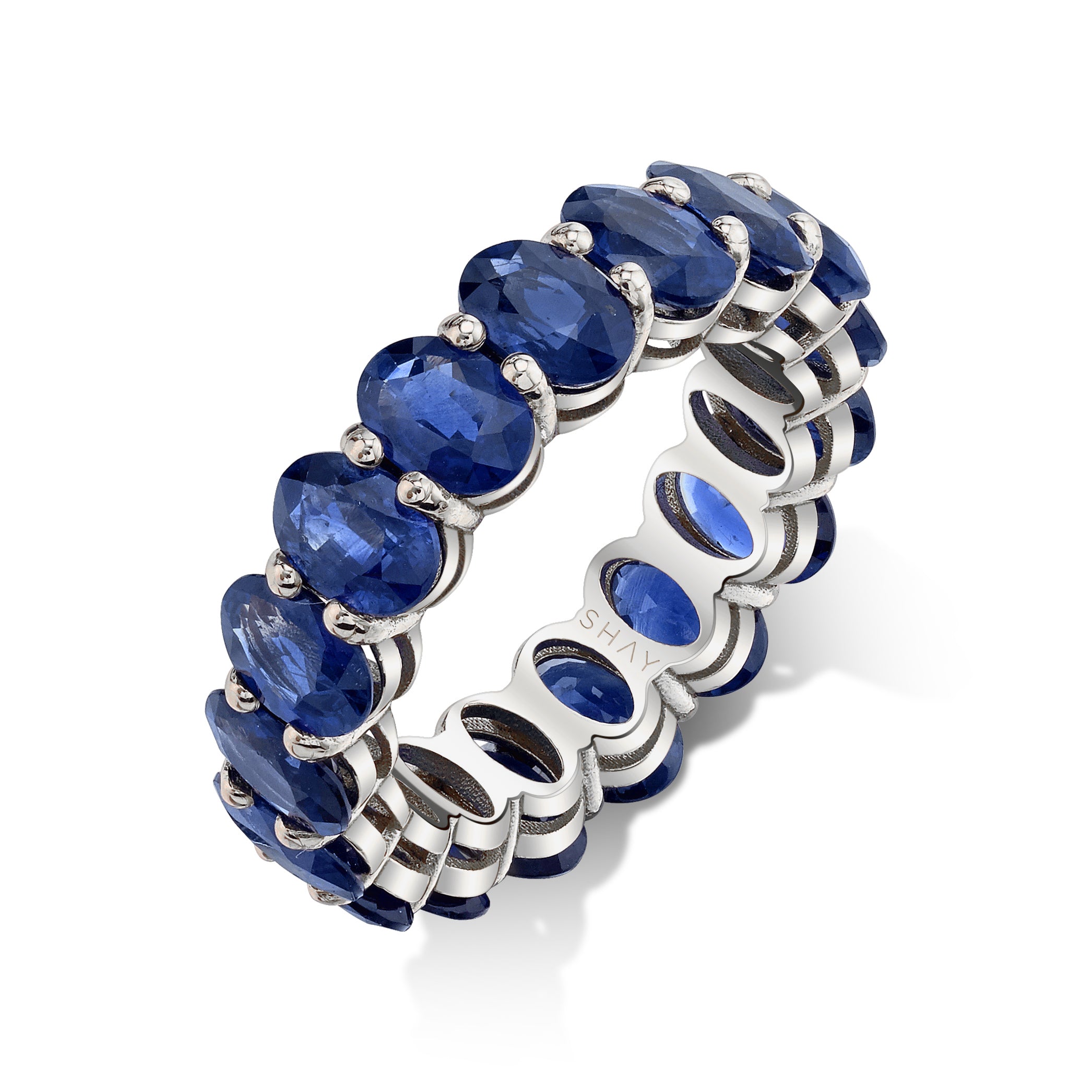 MEN'S BLUE SAPPHIRE OVAL ETERNITY BAND