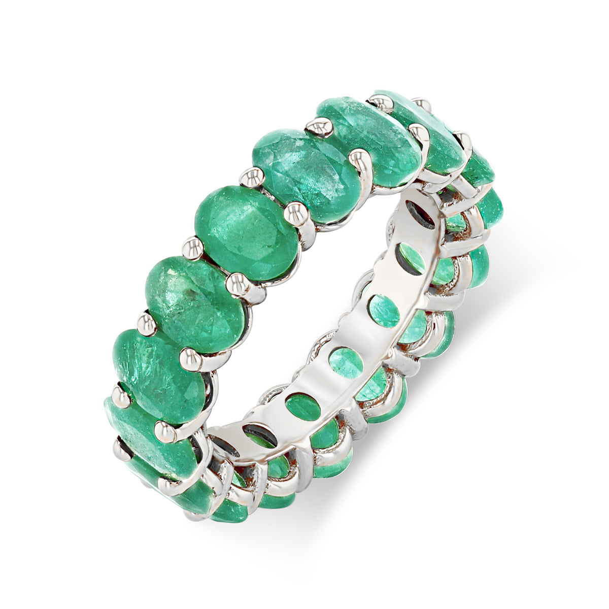 READY TO SHIP EMERALD OVAL ETERNITY BAND