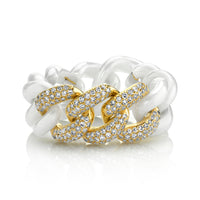 READY TO SHIP TRIPLE PAVE WHITE CERAMIC ESSENTIAL LINK RING