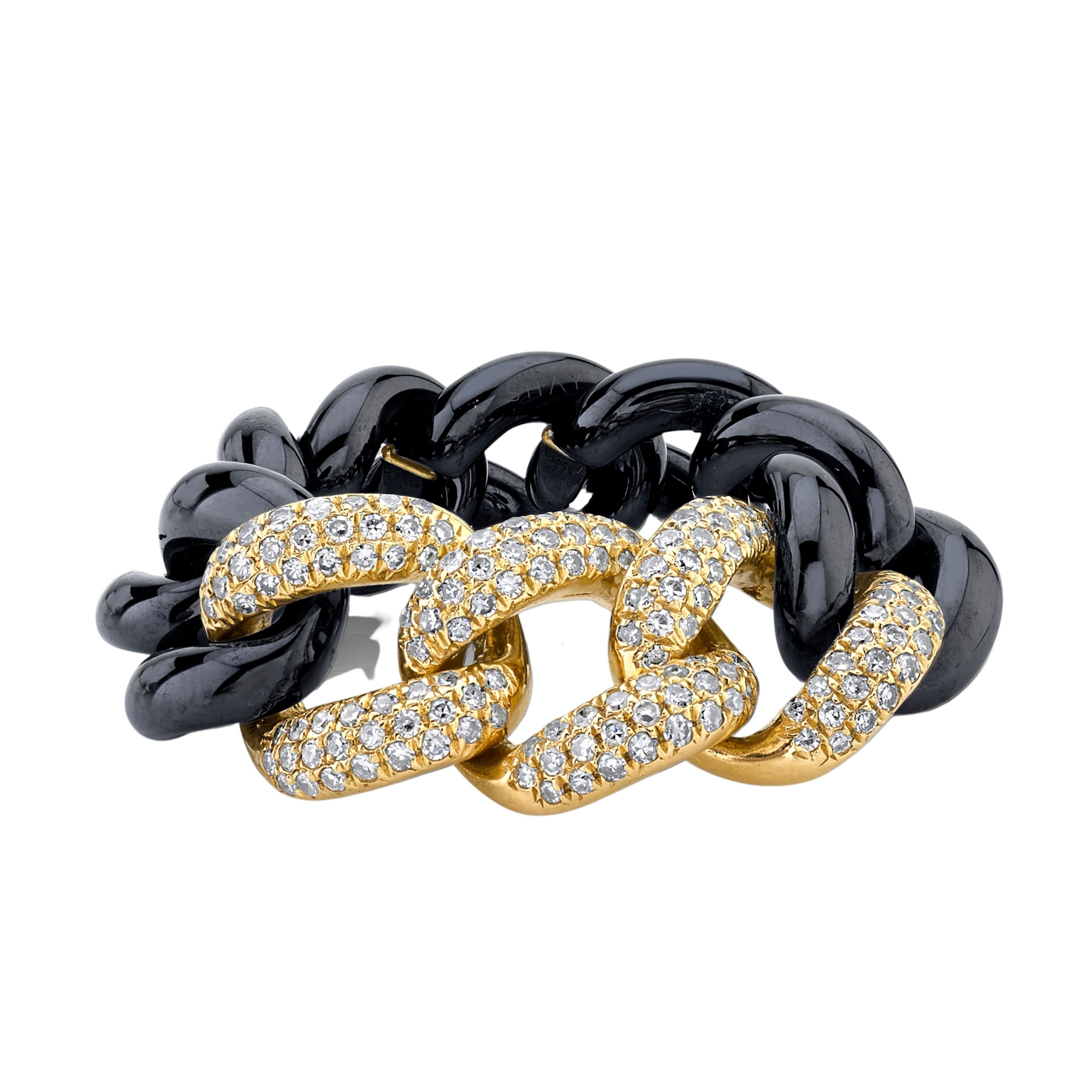 BLACK CERAMIC PAVE ESSENTIAL LINK RING