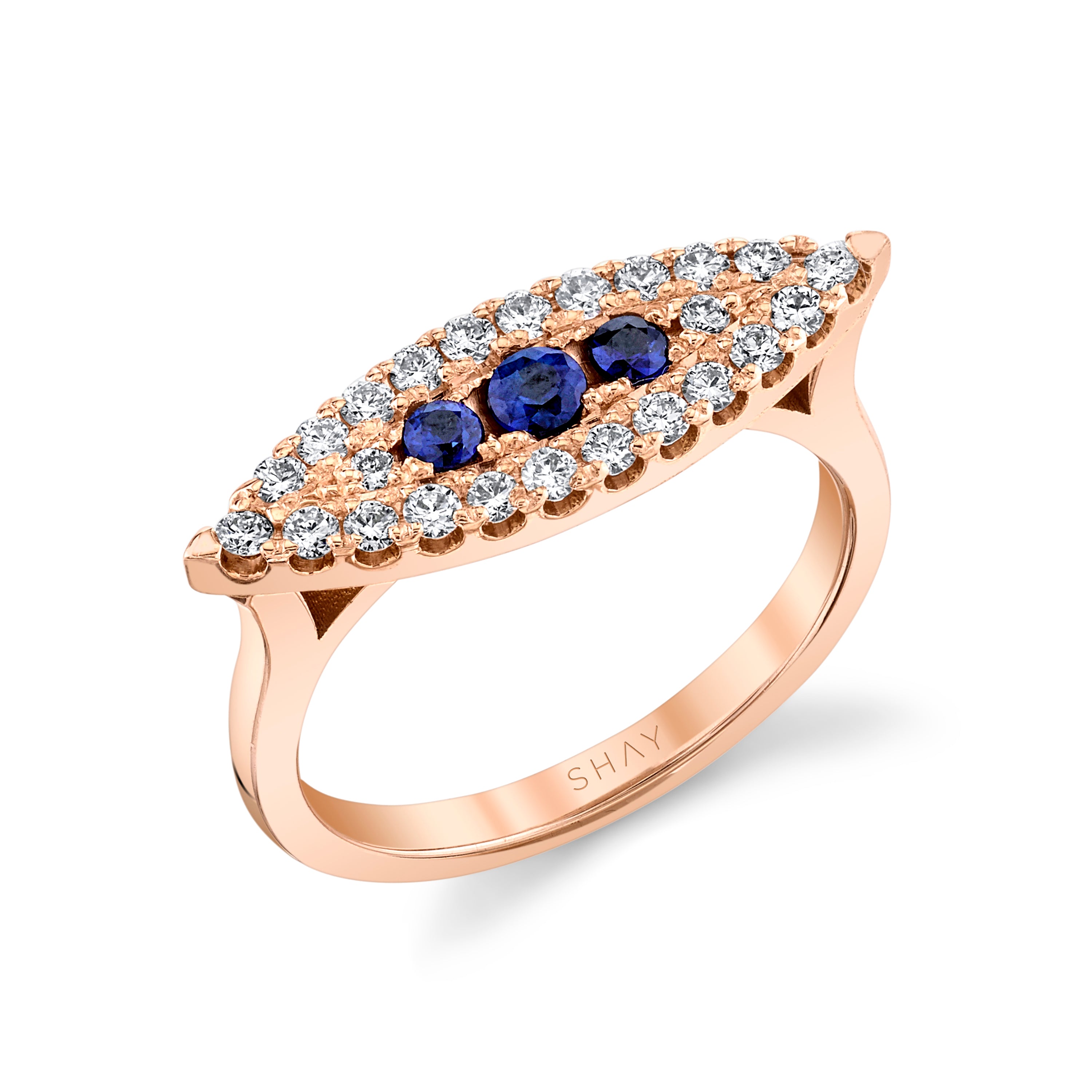 SHAY Ready to Ship Blue Sapphire & Diamond Marquise East West Ring, 18k gold, primary view