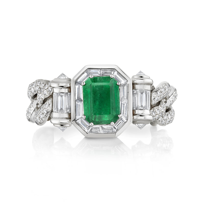EMERALD HALO LINK RING