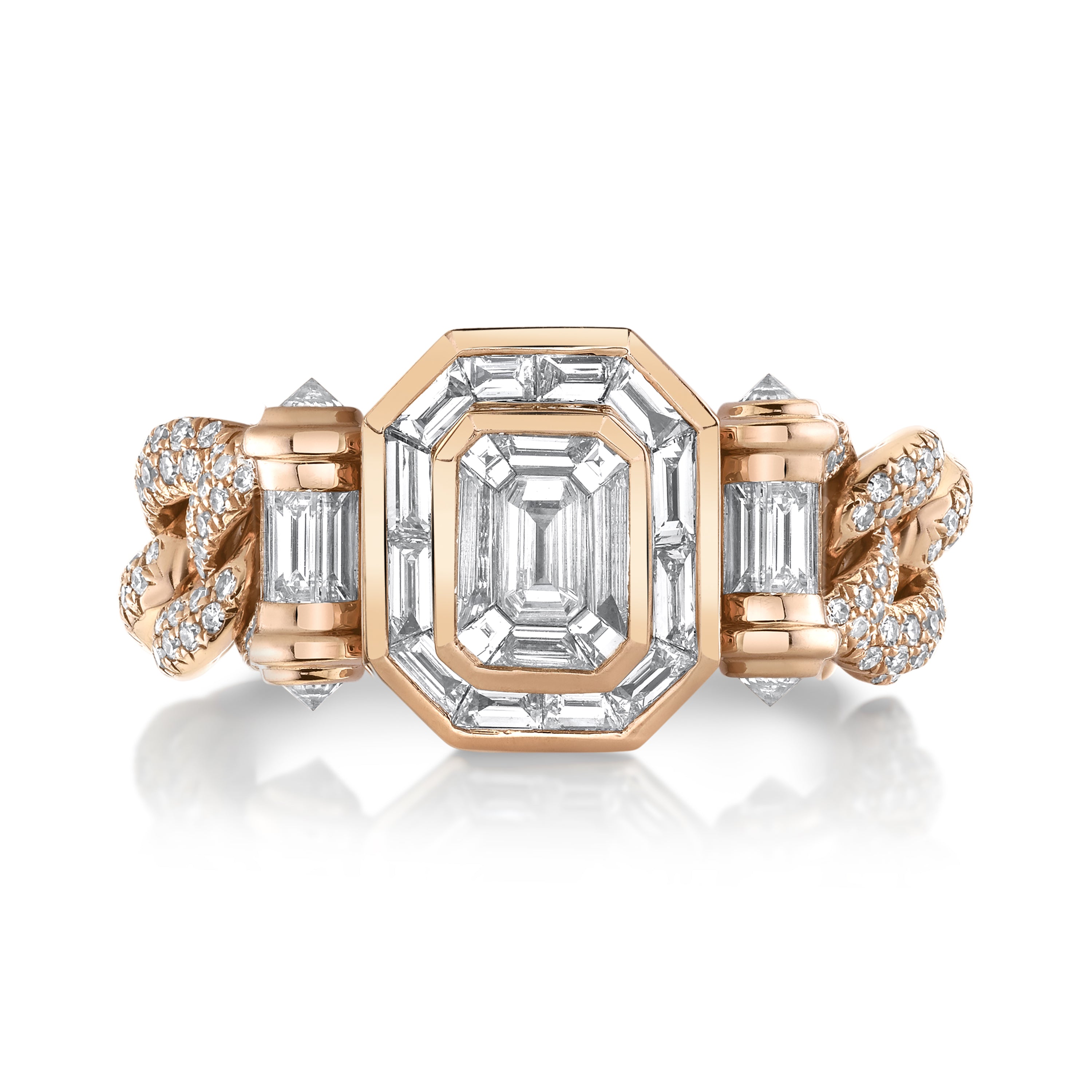 READY TO SHIP PARTIAL DIAMOND HALO LINK RING