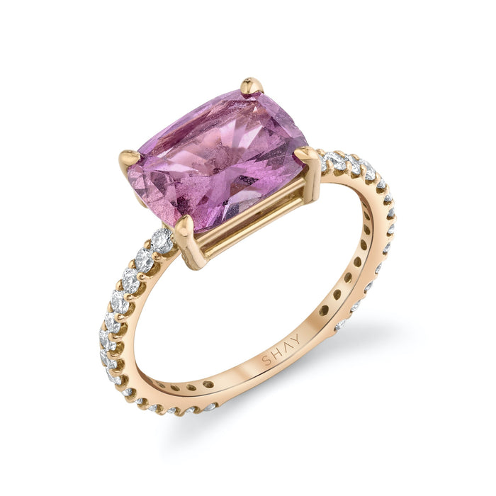 READY TO SHIP PINK SAPPHIRE EMERALD CUT PINKY RING