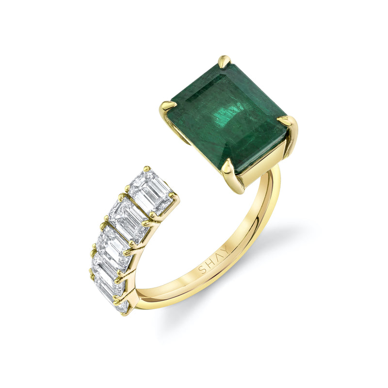 READY TO SHIP FLOATING EMERALD & DIAMOND RING