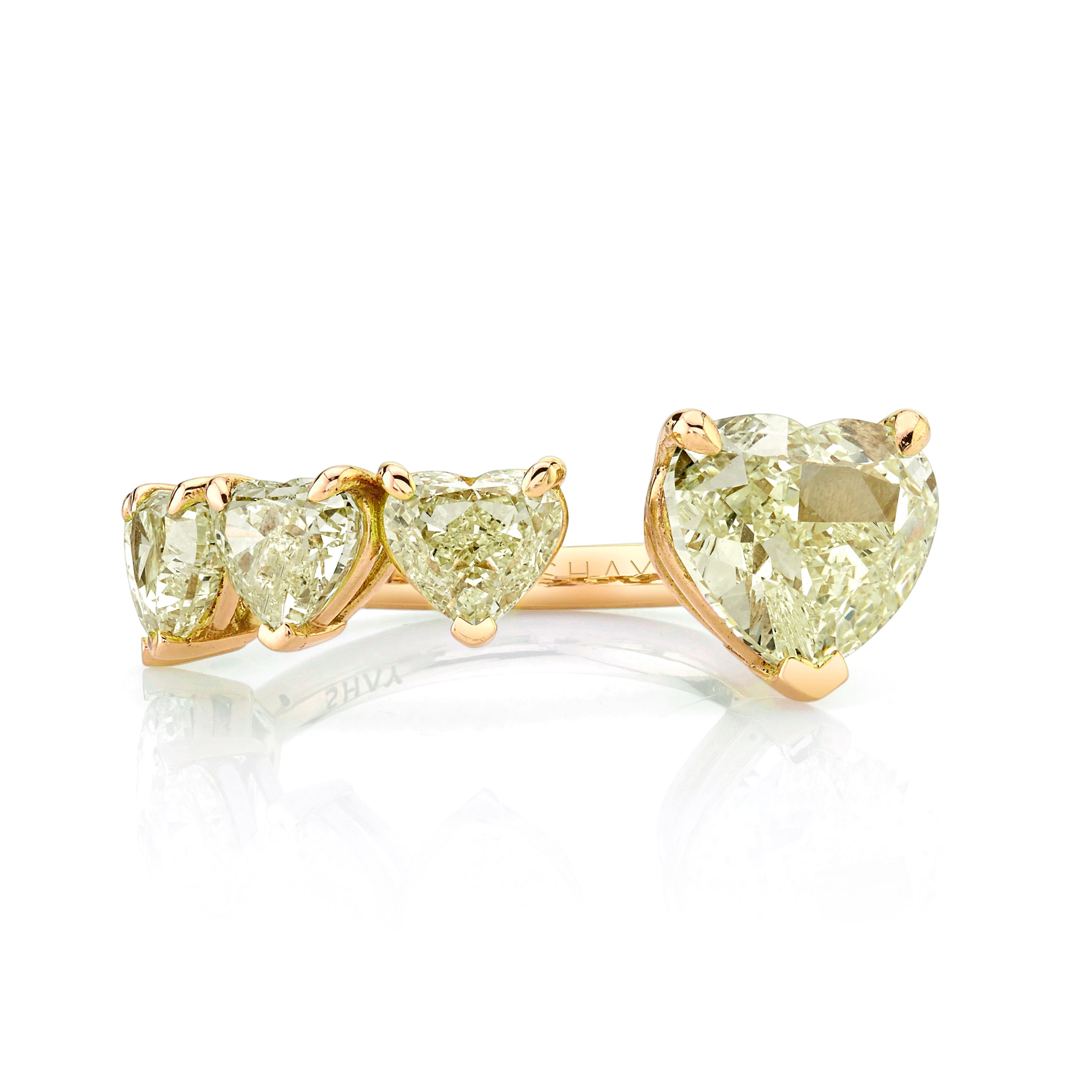 YELLOW DIAMOND FLOATING HEART RING