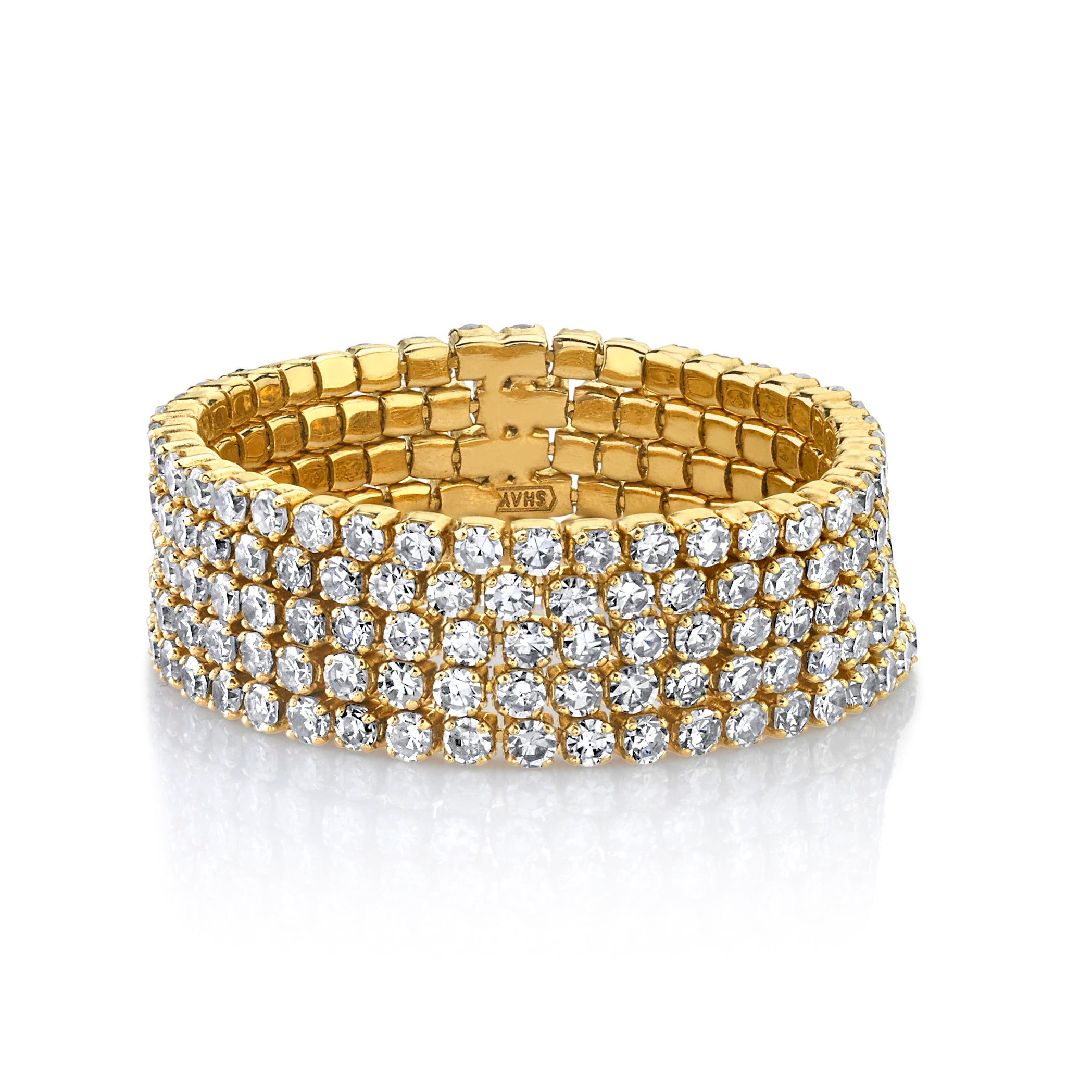 SHAY Ready to Ship Diamond 5 Thread Stack Ring, 18k gold, detail view