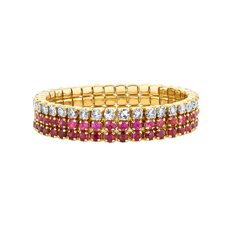 RUBY & PINK SAPPHIRE TRIPLE STACKED THREADS RING