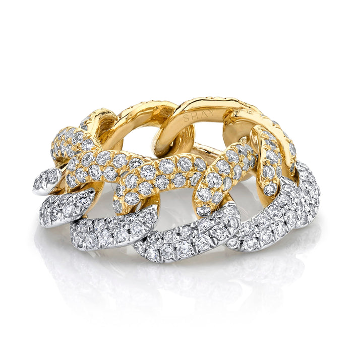 DIAMOND TWO-TONE PAVE ESSENTIAL LINK RING