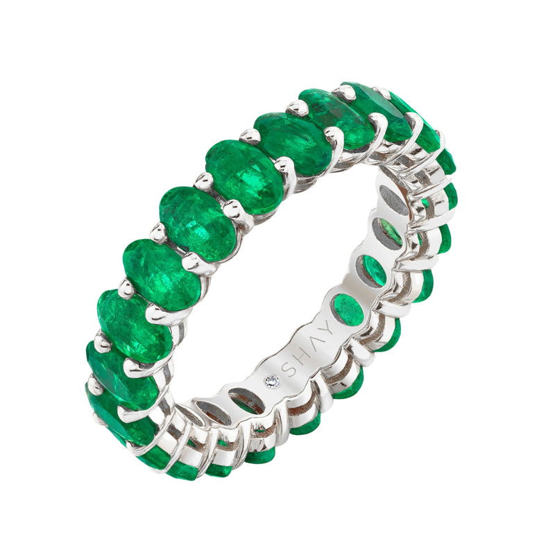 SMALL EMERALD OVAL ETERNITY BAND