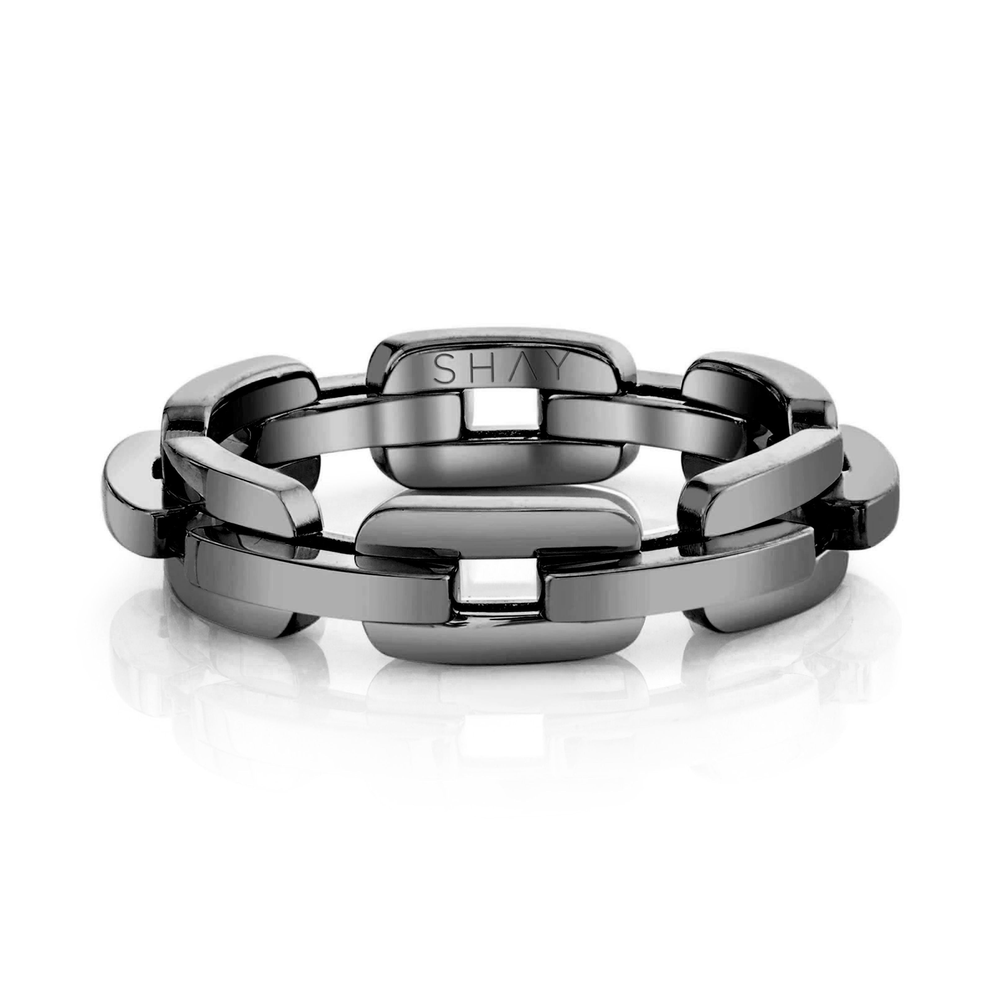 MEN'S SOLID GOLD DECO LINK RING