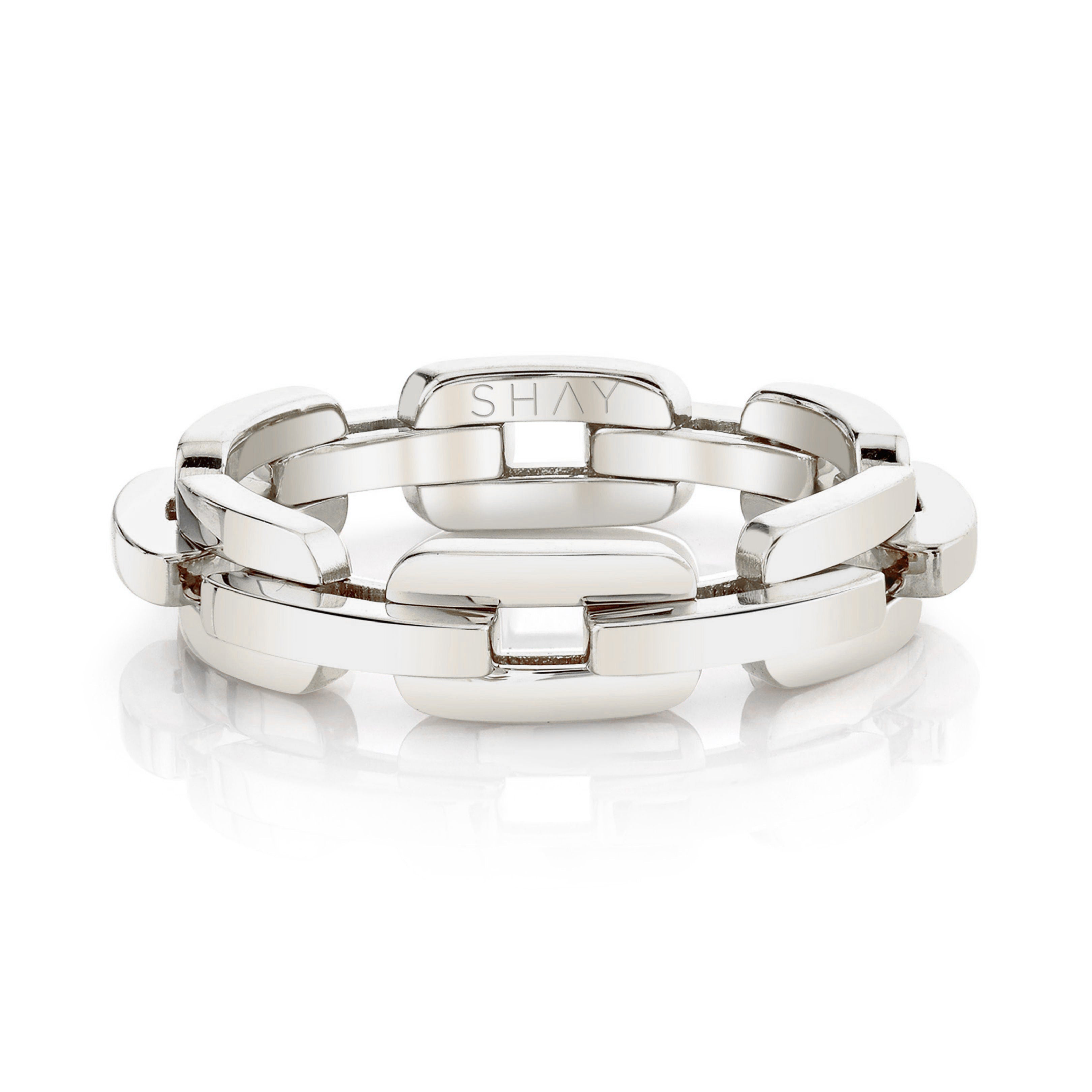 MEN'S SOLID GOLD DECO LINK RING