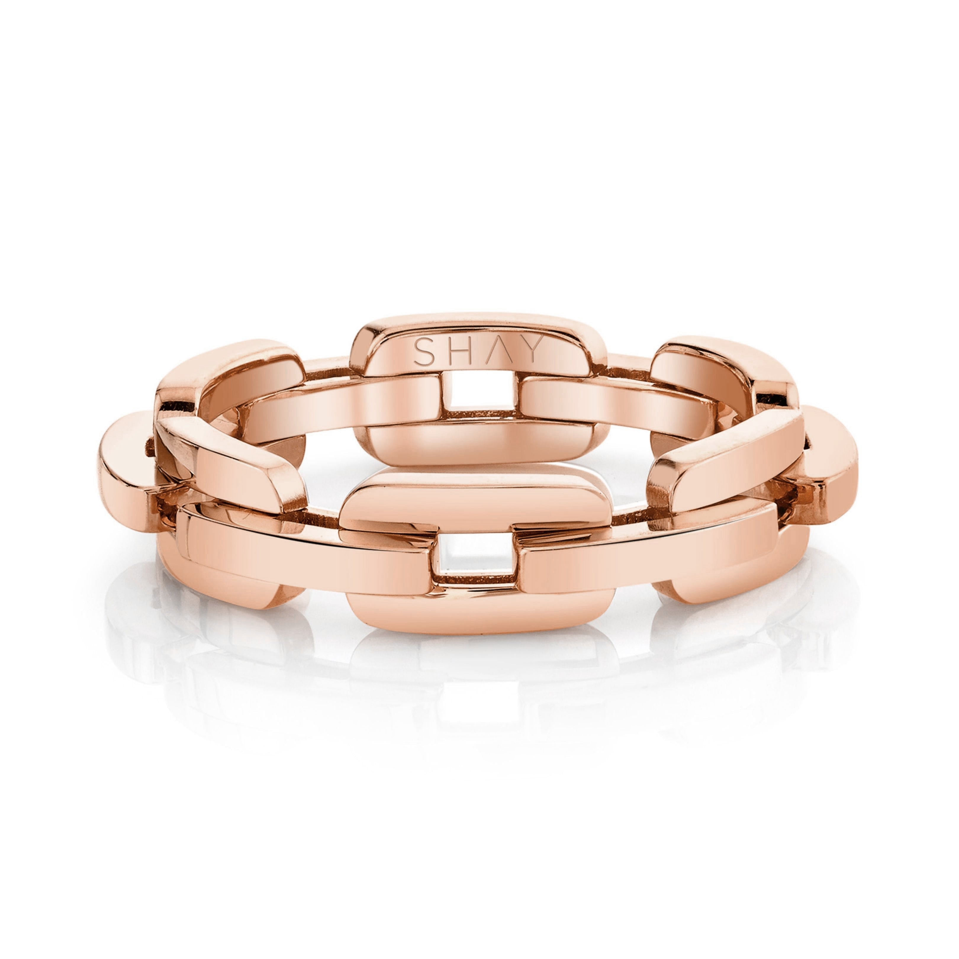 MEN'S SOLID GOLD DECO LINK RING