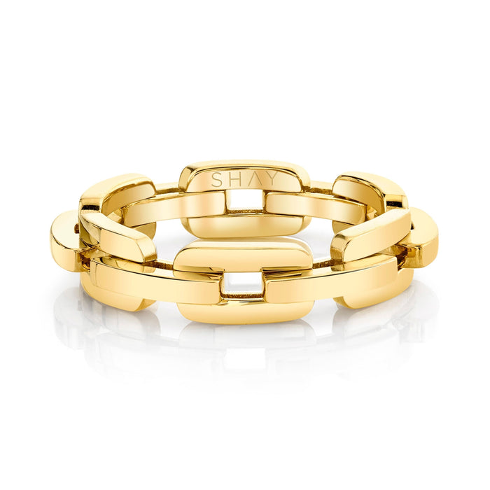 READY TO SHIP MEN'S SOLID GOLD MINI DECO LINK RING