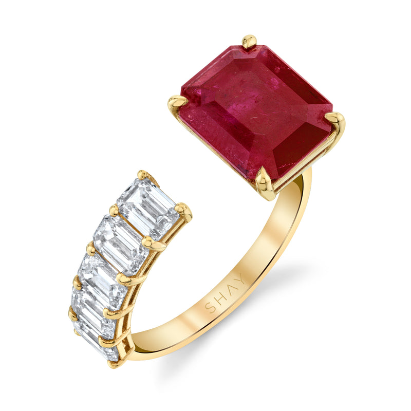 READY TO SHIP FLOATING RUBY & DIAMOND RING