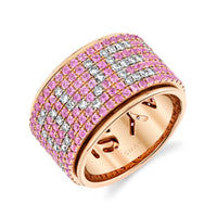 READY TO SHIP DIAMOND & PINK SAPPHIRE "I LOVE YOU" SPINNER RING