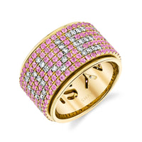 DIAMOND & PINK SAPPHIRE "I LOVE YOU" SPINNER RING