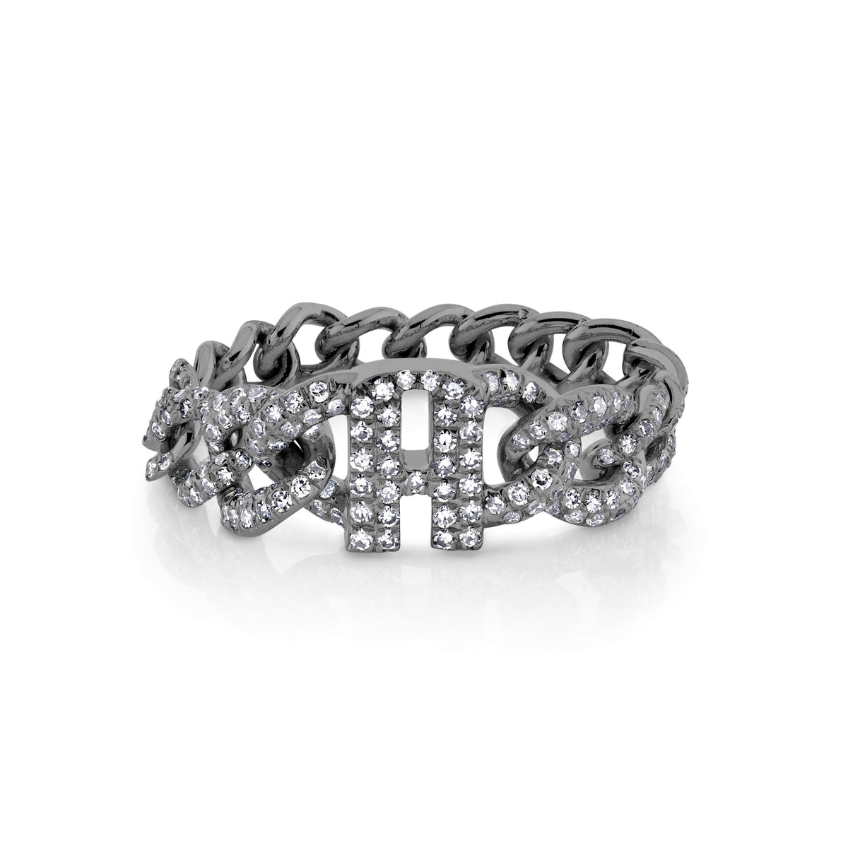DIAMOND PAVE PERSONALIZED INITAL LINK RING