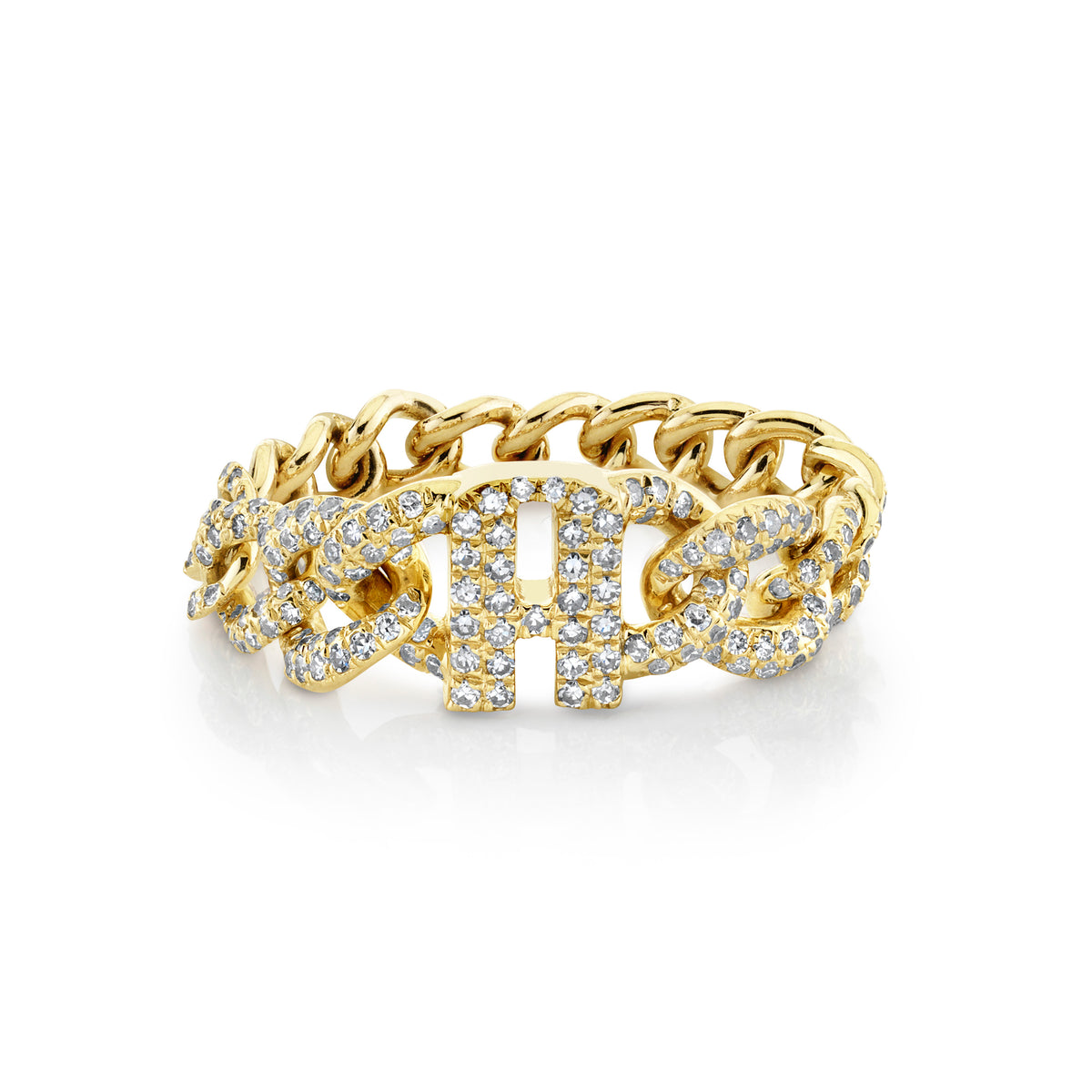 DIAMOND PAVE PERSONALIZED INITAL LINK RING