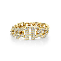 READY TO SHIP DIAMOND PAVE "A" INITIAL LINK RING