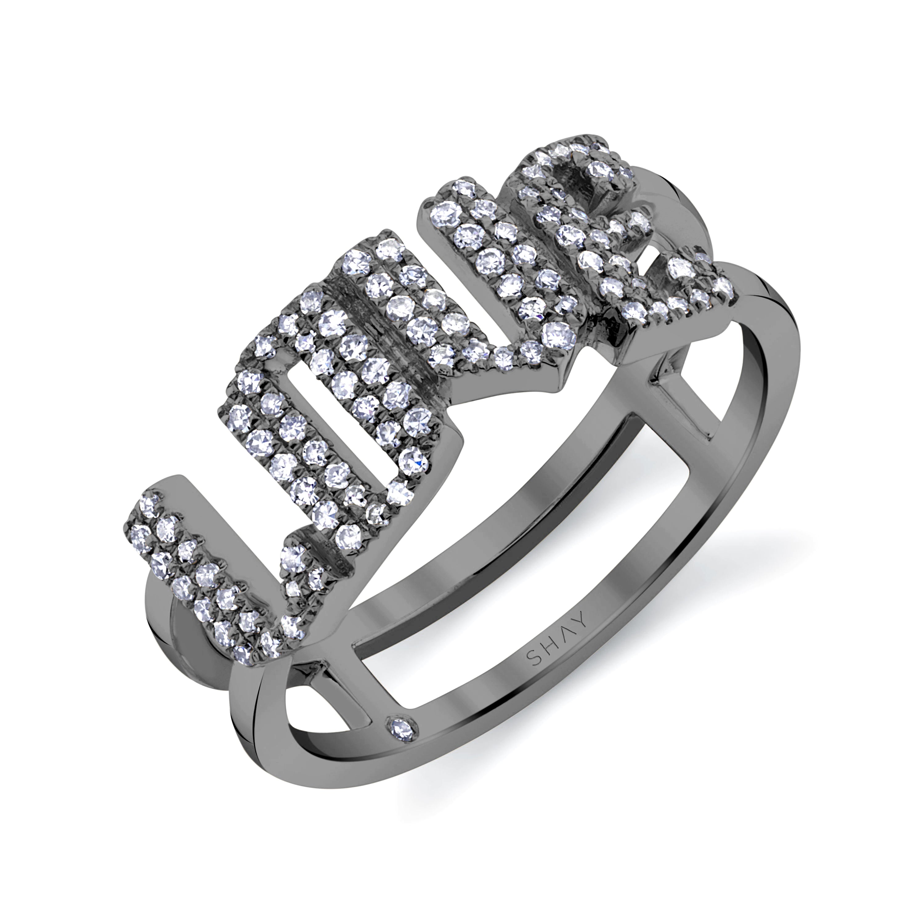 DIAMOND PERSONALIZED STACKED 4 LETTER RING