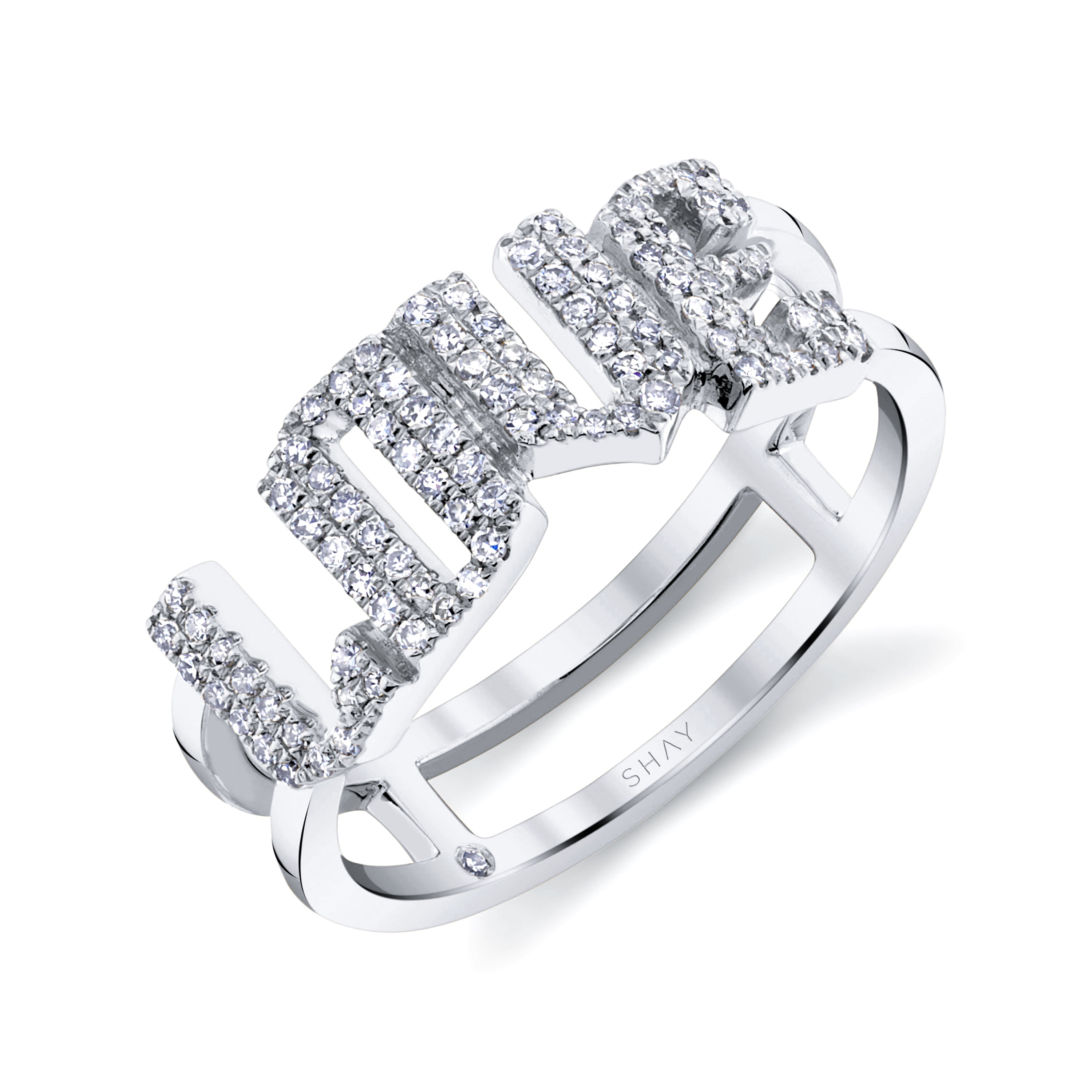 DIAMOND PERSONALIZED STACKED 4 LETTER RING