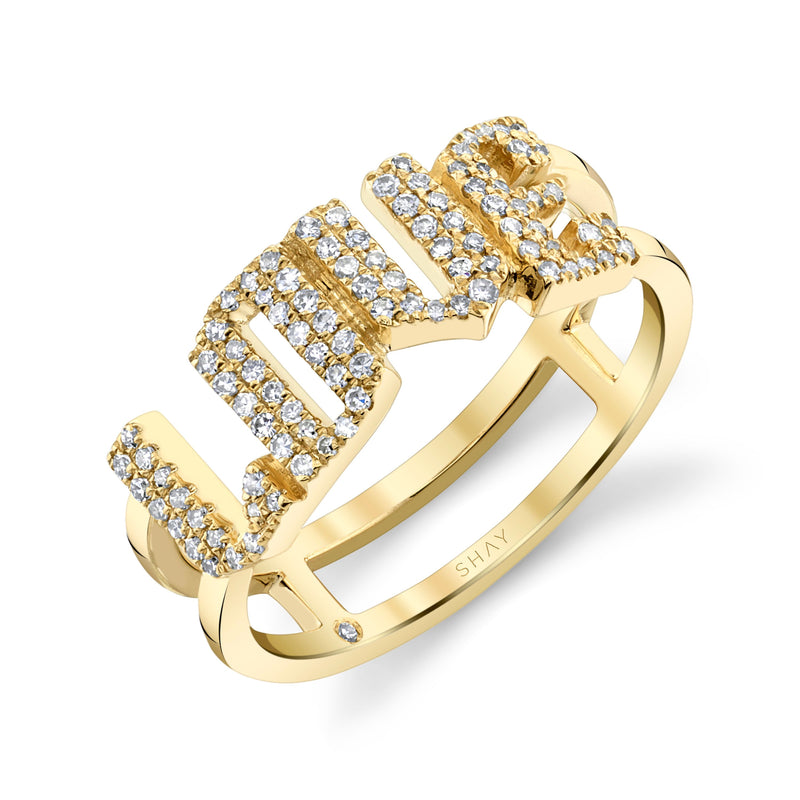 DIAMOND PAVE PERSONALIZED STACKED 4 LETTER RING