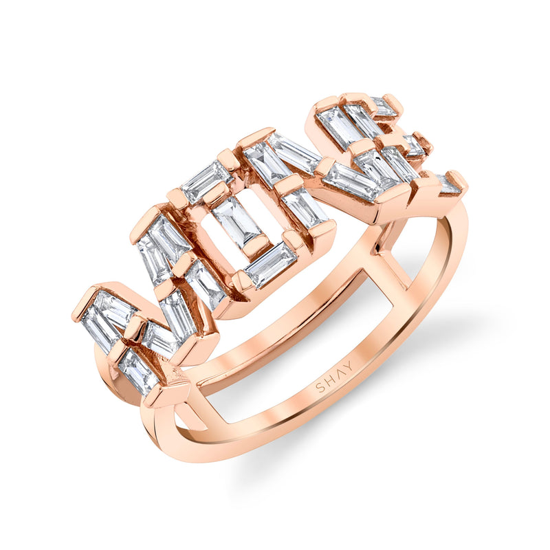 READY TO SHIP DIAMOND BAGUETTE PERSONALIZED "MINE" STACKED RING
