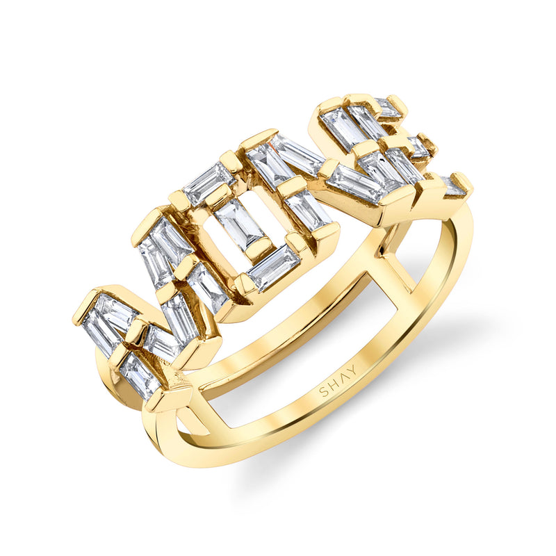 DIAMOND BAGUETTE PERSONALIZED 4 LETTER STACKED RING