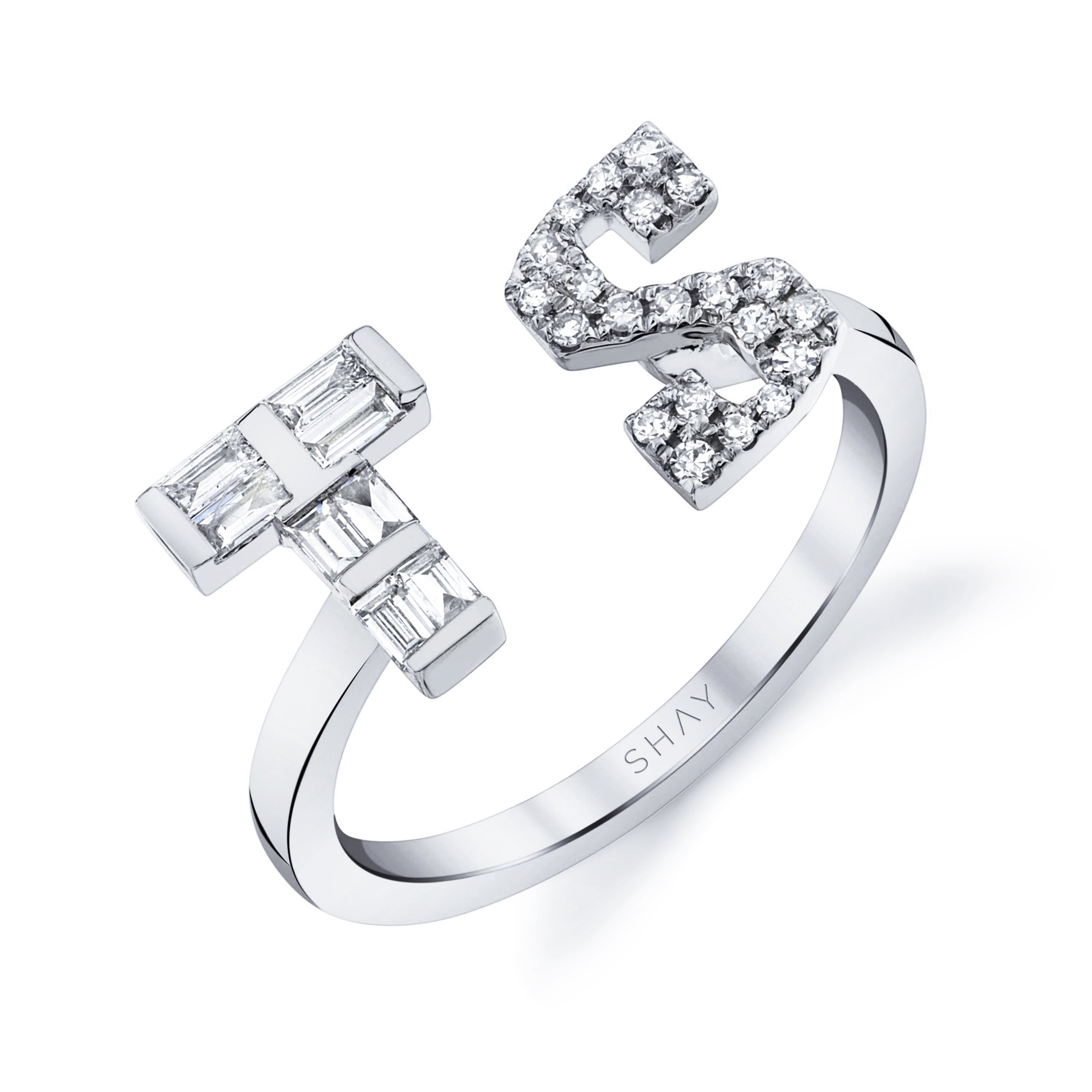 MIXED DIAMOND PERSONALIZED FLOATING INITIALS RING – SHAY JEWELRY