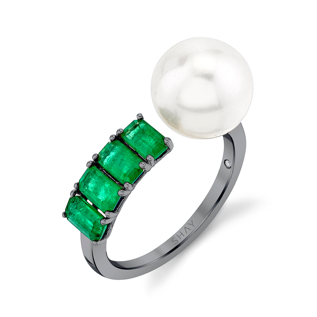 PEARL & EMERALD FLOATING RING