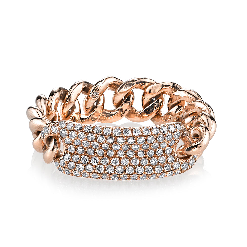 READY TO SHIP DIAMOND PAVE ID MINI LINK RING