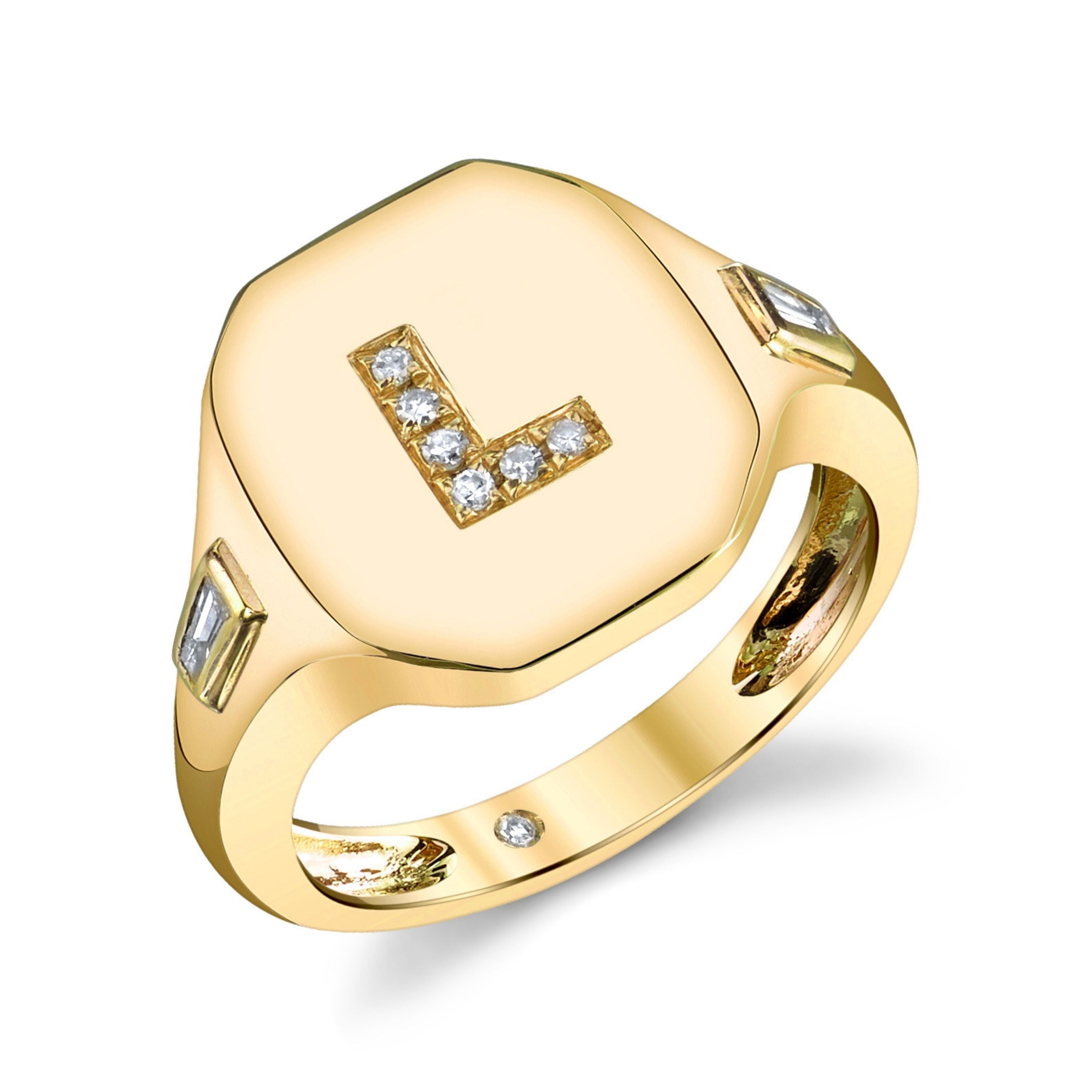 READY TO SHIP DIAMOND INITIAL PINKY RING