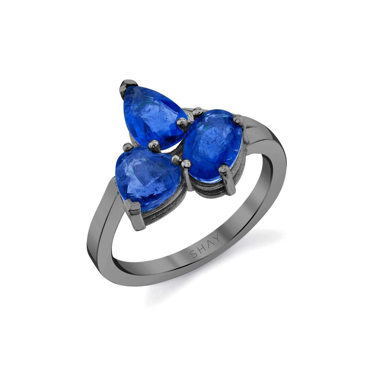 SMALL BLUE SAPPHIRE OMBRE TRIPLE GEM RING