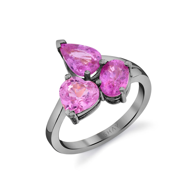 SMALL PINK SAPPHIRE OMBRE TRIPLE GEM RING