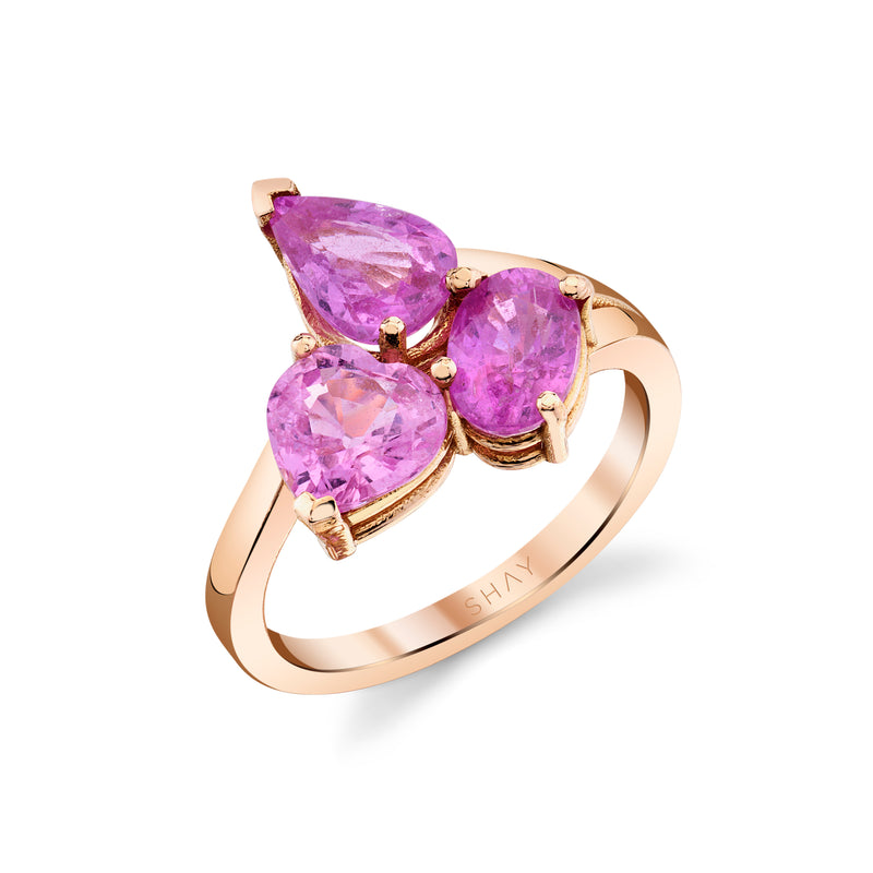 SMALL PINK SAPPHIRE OMBRE TRIPLE GEM RING